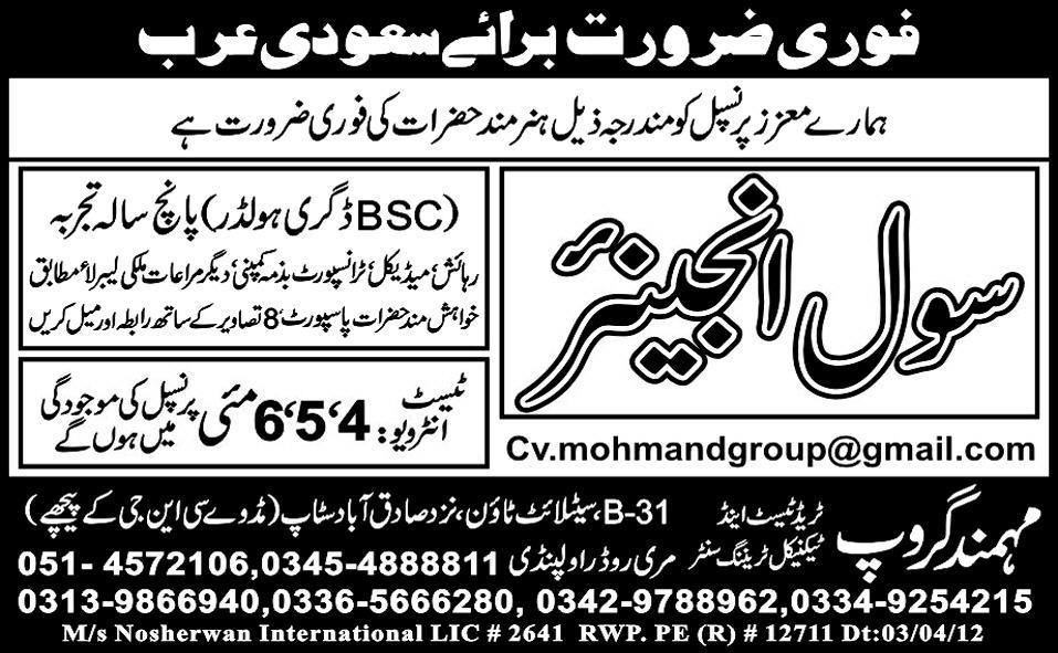 B.Sc Civil Engineer Required in Saudi Arabia