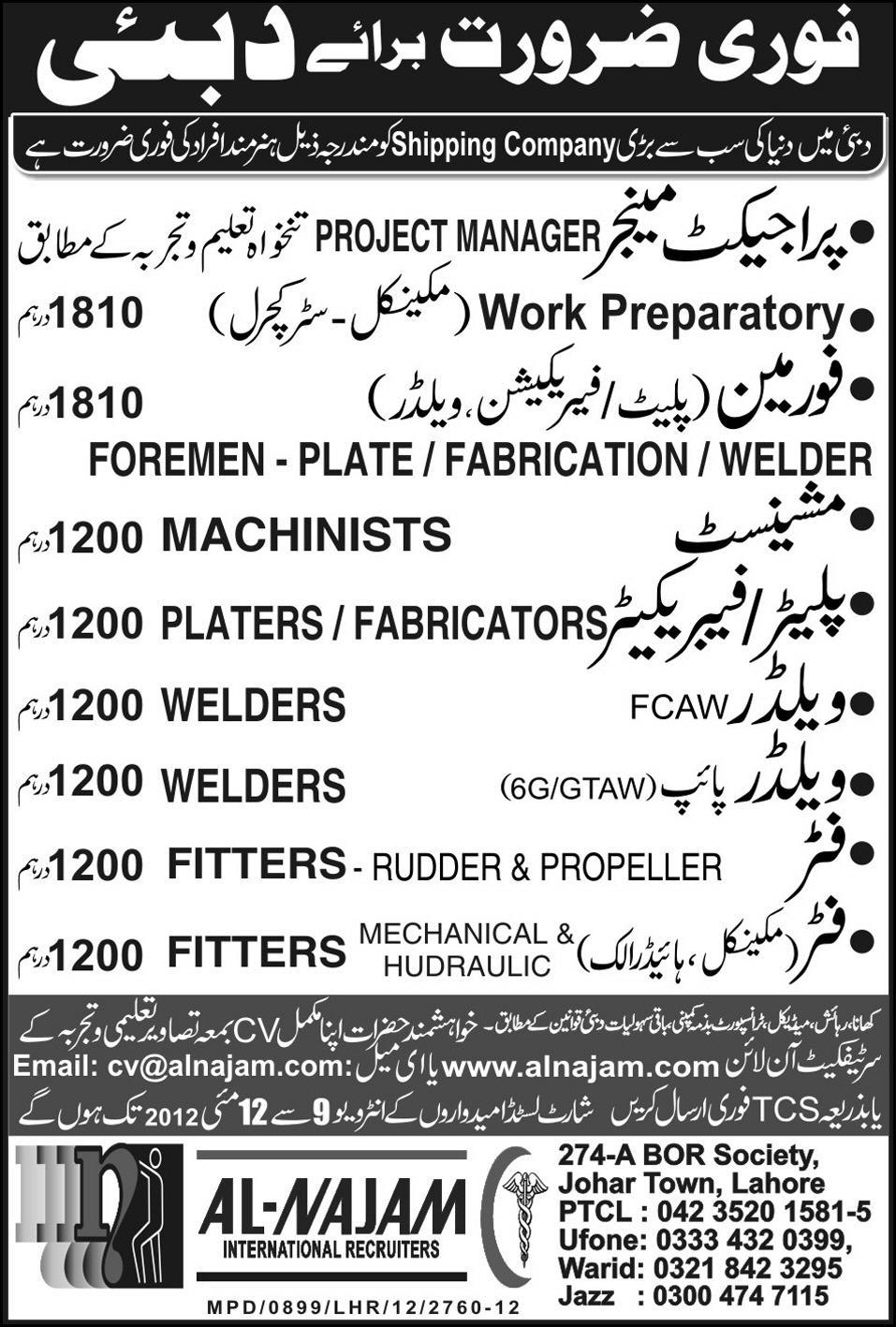 Managers, Foreman and Welders Required for Dubai