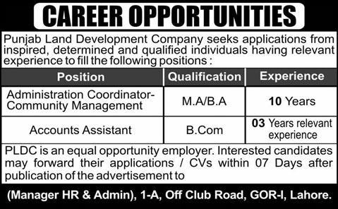 Management Jobs at Punjab Land Development Company