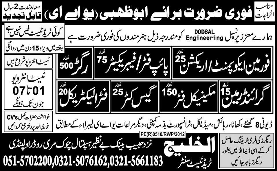 Technical Staff Required for Abu Dhabi