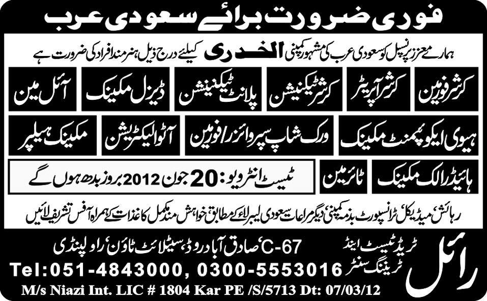 Construction, Technical and Mechanical Jobs