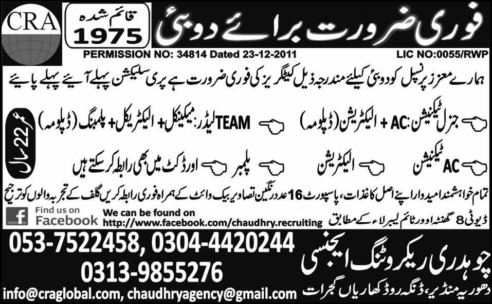 Technical and Electrician Staff Required