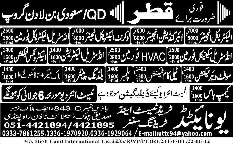 Lock Maker, Telecom Technician and Engineering Jobs at QD/Saudi Bin Ladin Group