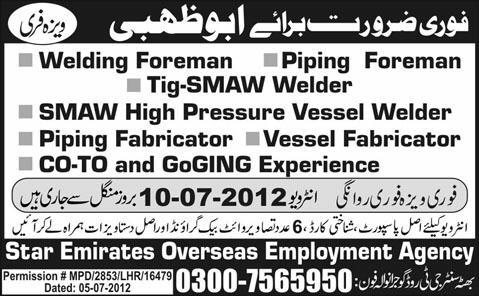 Foreman and Mechanical Staff Required for Abu Dhabi
