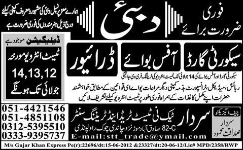 Office Boy and Security Guard Required for UAE