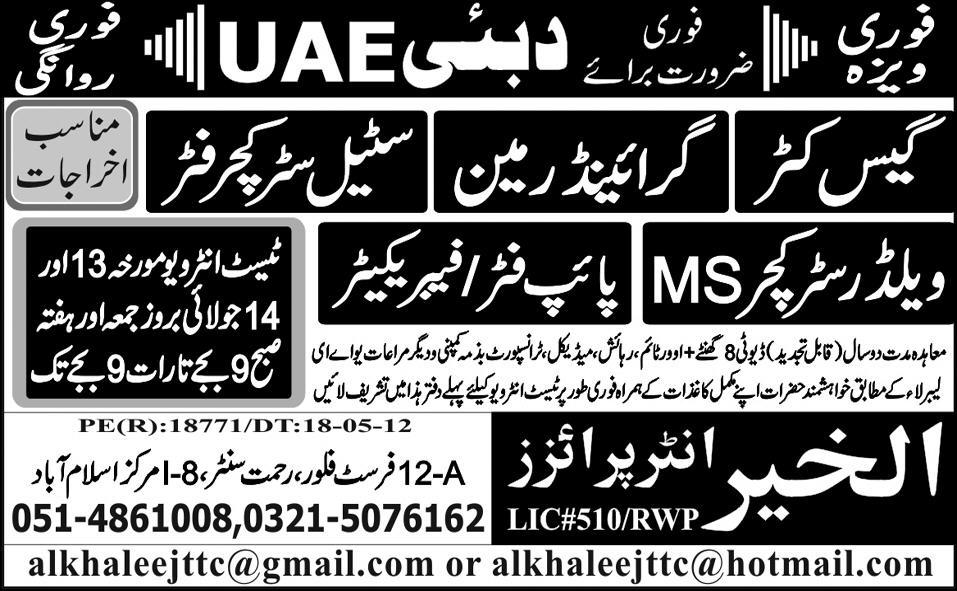 Industrial Mechanical Staff Required by Alkhair Enterprises for UAE