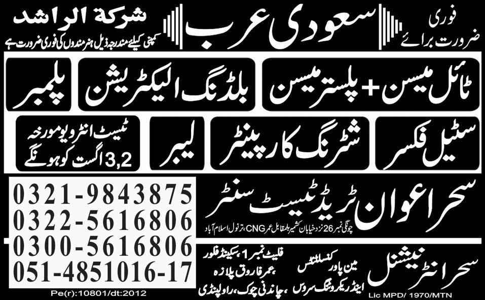 Steel Fixer and Construction Staff Required for Saudi Arabia