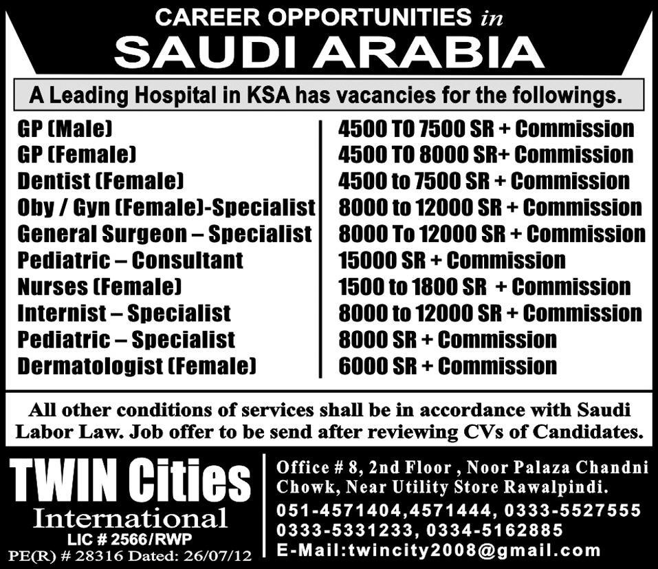 Professional Doctors Required for Saudi Arabia