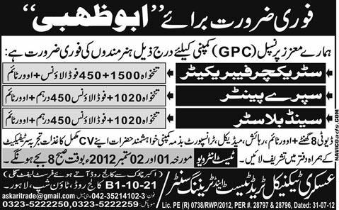 Spray Painter and Mechanical Staff Required for Abu Dhabi