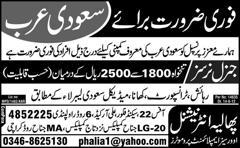 General Nurses Required for Saudi Arabia