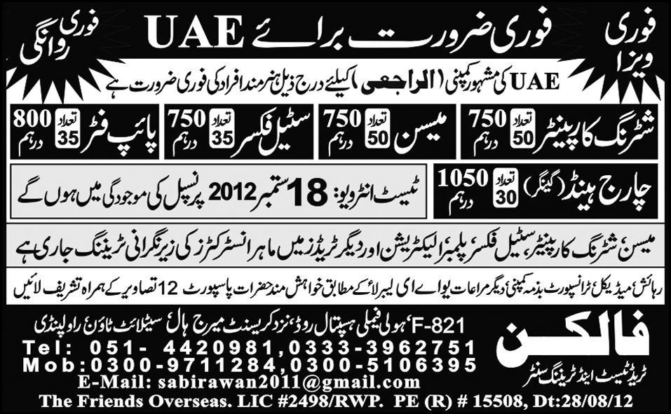 Construction Staff Required for UAE