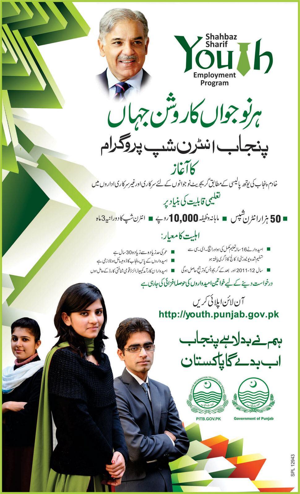 Punjab Internship Program (Government Job) (Shahbaz Sharif Youth Employment Program)