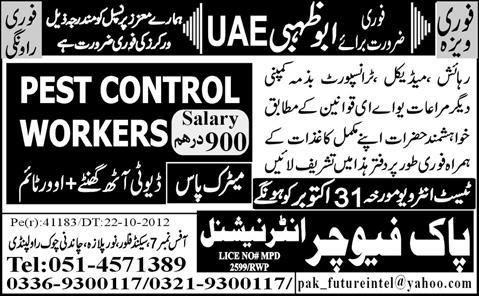 Pest Control Workers Jobs in Abu Dhabi, UAE