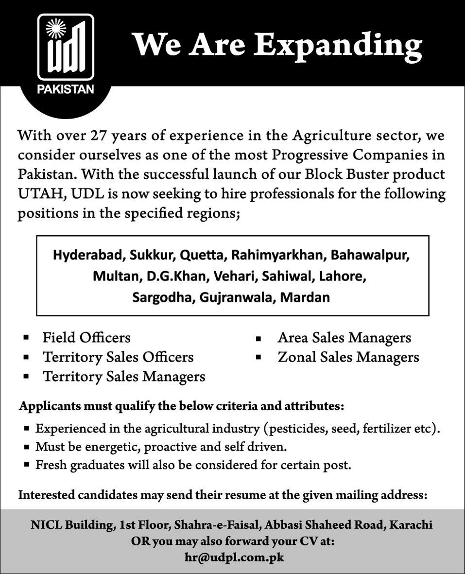 UDL (An Agriculture Sector Company) Requires Sales Officers & Managers