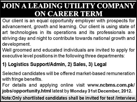 Admin , Sales & Legal Executives Jobs in NCBMS Consulting