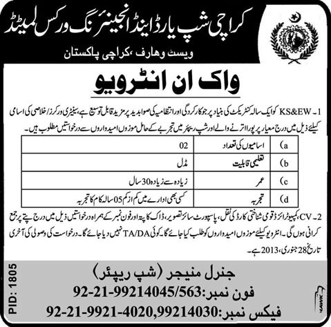 Sanitary Workers / Khalasi Jobs at KS&EW