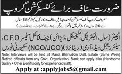 Engineers, CFO, Regional Head & Security Jobs in a Construction Company