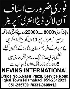 Online Data Entry Operator Jobs at Nevins International