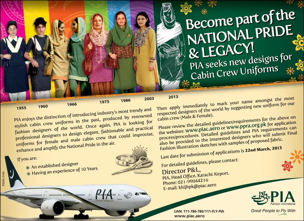 PIA Cabin Crew Uniform Designer Required