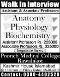 Poonch Medical College Rawalakot Jobs 2013 Assistant/Associate Professors in Anatomy, Physiology & Biochemistry