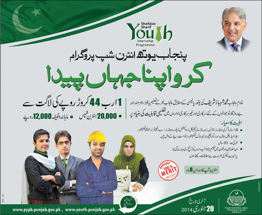 www.pypb.punjab.gov.pk Youth Internship Program 2014 Registration Online Apply