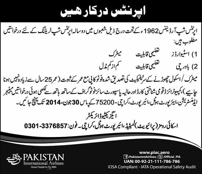 Airport Hotel Karachi Apprenticeship Training 2014 June Skyrooms (Pvt.) Ltd