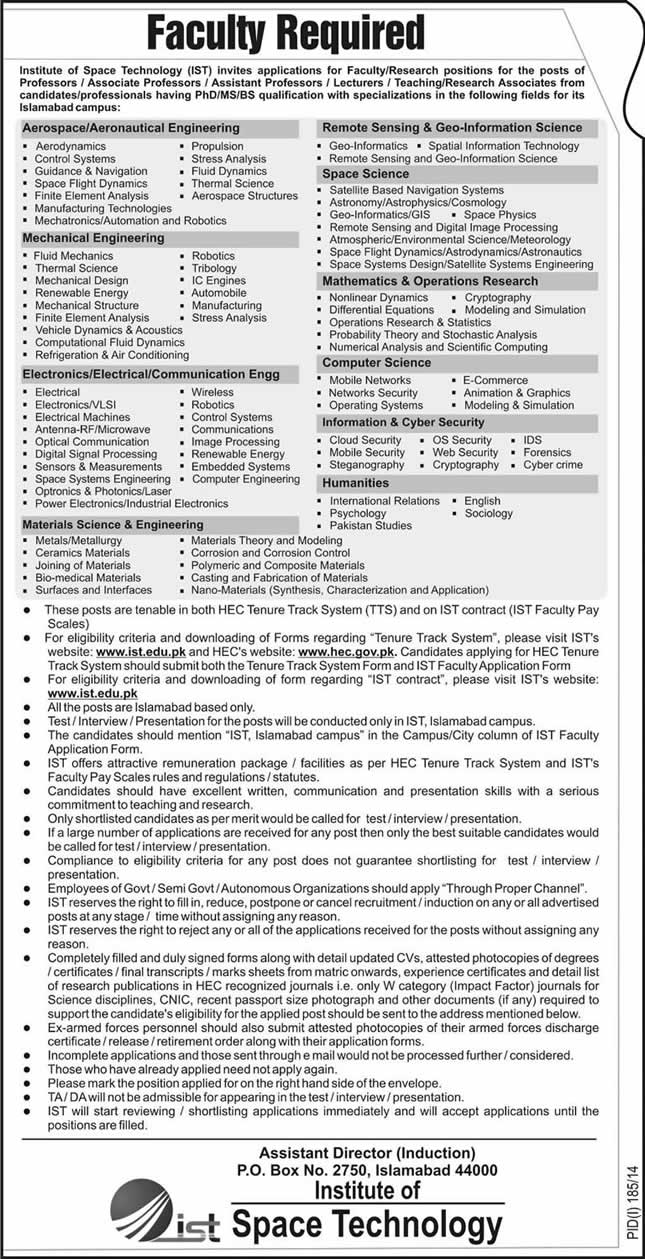 IST Islamabad Jobs 2014 July Latest Advertisement
