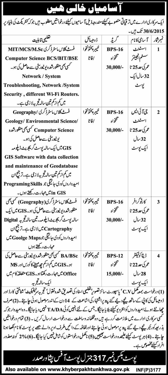 PO Box 317 GPO Peshawar Jobs 2014 August in Public Sector Organization