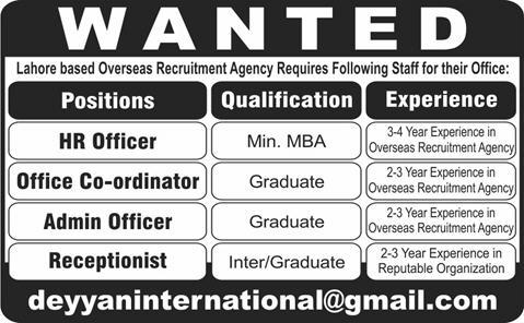 HR/Admin Officer, Coordinator & Receptionist Jobs in Lahore 2014 September Latest