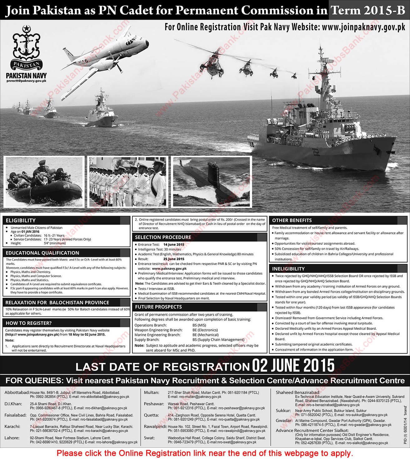 Join Pakistan Navy May 2015 Online Registration PN Cadet Permanent Commission Term 2015-B Jobs