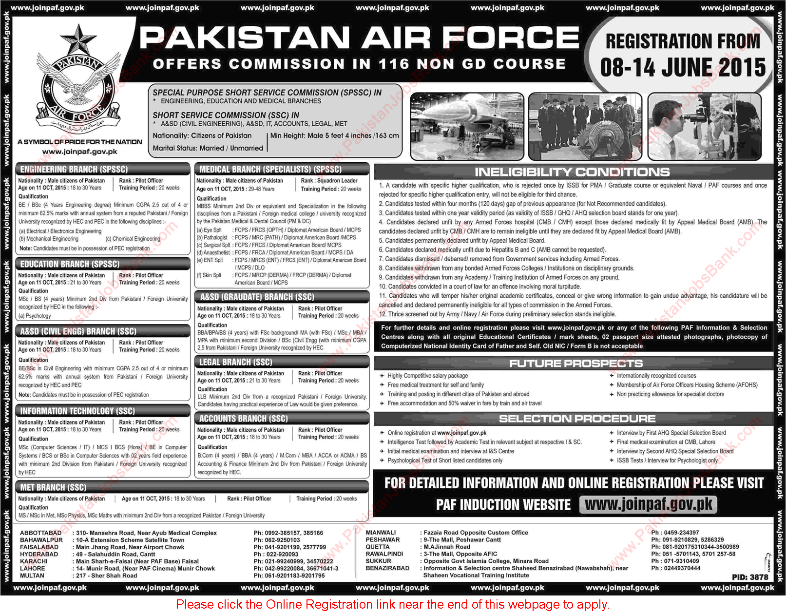 Join Pakistan Air Force June 2015 PAF Commission in 116 Non GD Course Online Registration
