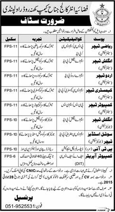 Fazaia Inter College Rawalpindi Jobs 2015 July Teaching Staff & Computer Operator Latest