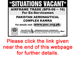 Pakistan Aeronautical Complex Kamra Jobs August 2015 Application Form Download Airframe Fitters