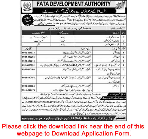 FATA Development Authority Short Courses 2015 October ALEP Mardan Application Form Download