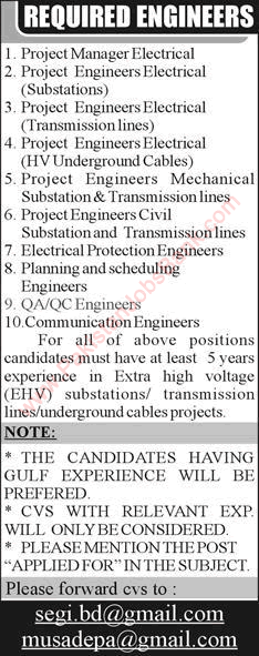 Civil / Electrical / Mechanical Engineering Jobs in Pakistan October 2015 Latest