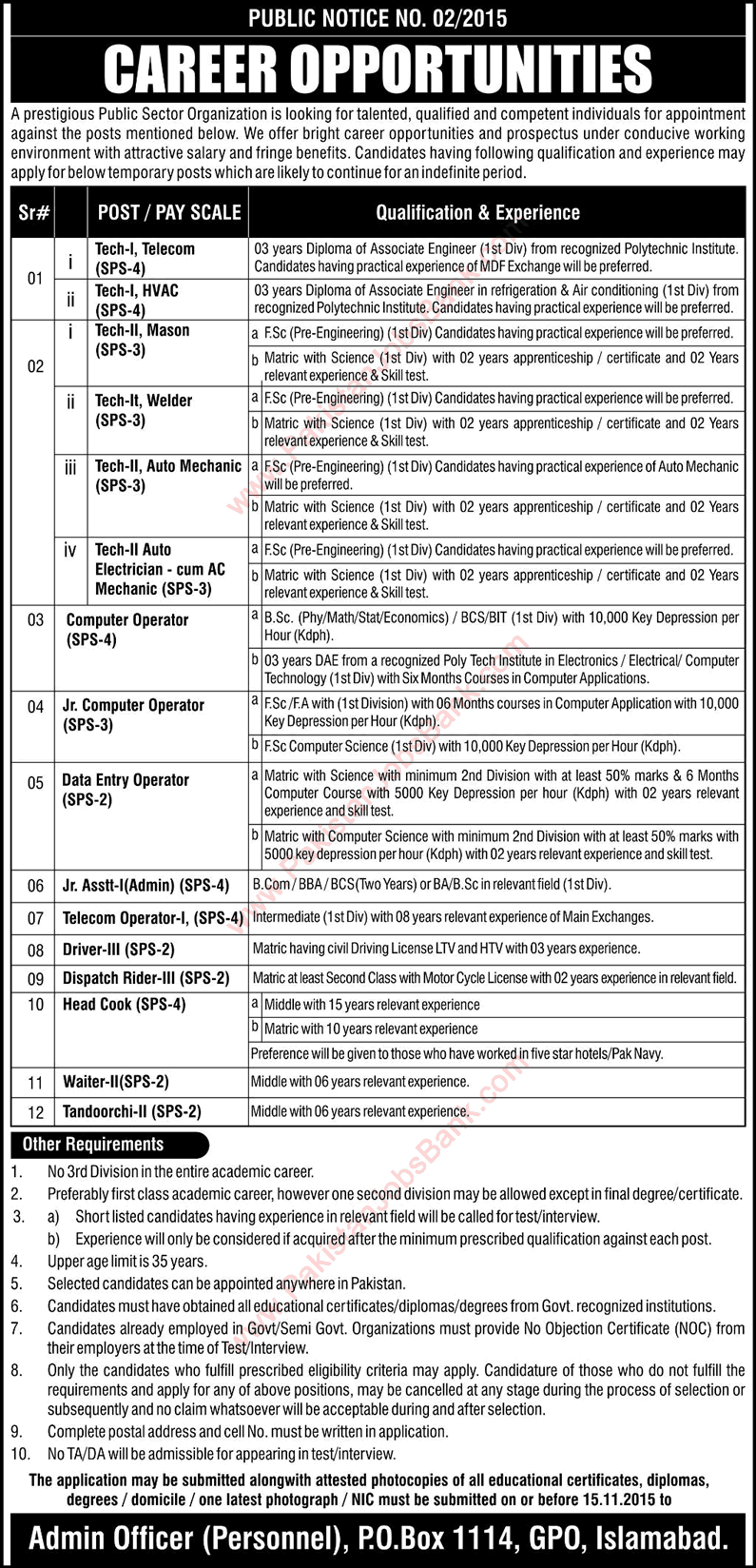 PO Box 1114 GPO Islamabad Jobs 2015 November Pakistan Atomic Energy Commission Latest