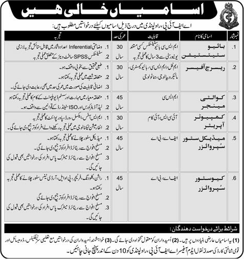 AFIP Rawalpindi Jobs October 2016 November Armed Forces Institute of Pathology Latest