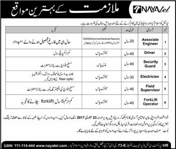 Nayatel Jobs in Islamabad / Rawalpindi 2017 January Associate Engineers & Others Latest