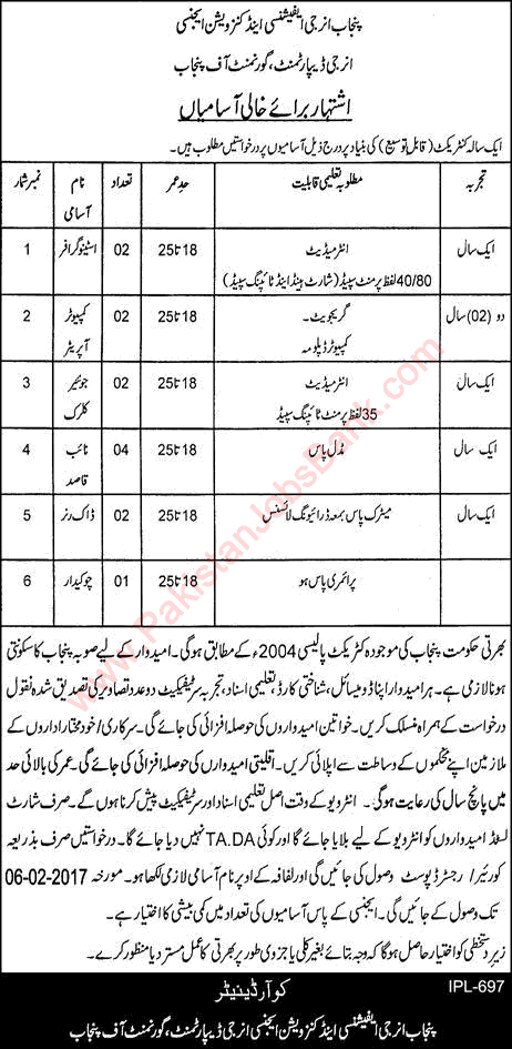 Energy Department Punjab Jobs 2017 PEECA Lahore Naib Qasid, Clerks, Computer Operators & Others Latest