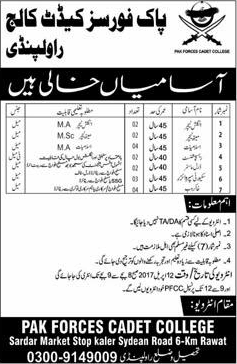 Cadet College Rawalpindi Jobs 2017 March Teaching & Support Staff Latest