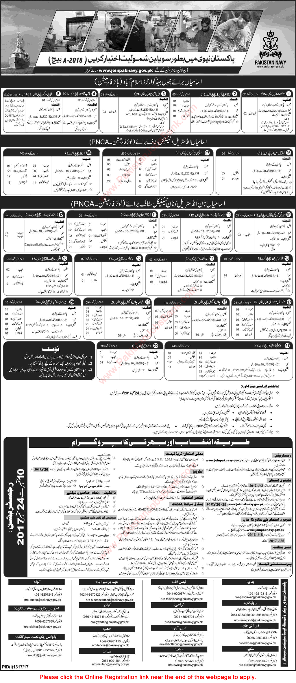 Pakistan Navy Civilian Jobs September 2017 Online Registration Join in 2018-A Batch Latest