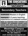 The Educators School Rawalpindi Jobs September 2017 Teachers at Westridge Campus Latest