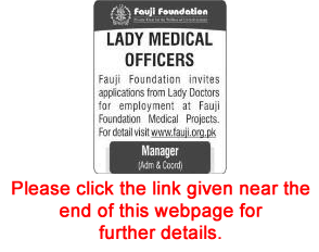 Lady Medical Officer Jobs in Fauji Foundation 2017 November Latest