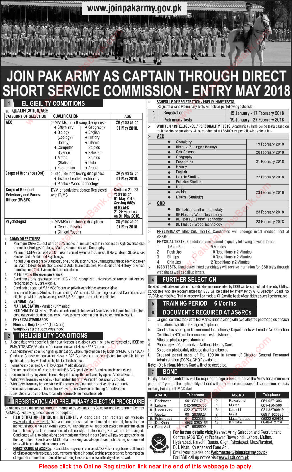 Join Pakistan Army as Captain 2018 through Direct Short Service Commission Online Registration Latest