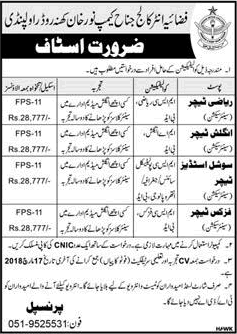 Fazaia Inter College Rawalpindi Jobs 2018 March for Teachers FIC Latest