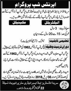 Sarena Industries and Embroidery Mills Pvt Ltd Lahore Apprenticeship Program 2018 April Latest