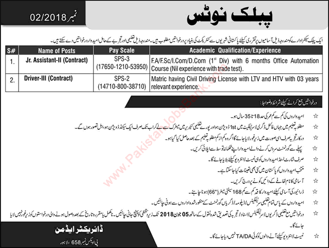 PO Box 658 Lahore Jobs May 2018 PAEC Junior Assistants & Drivers Latest Advertisement
