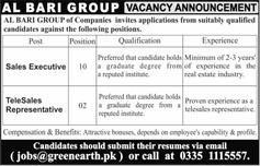 Al Bari Group Pakistan Jobs May 2018 Sales Executives & Telesales Representatives Latest