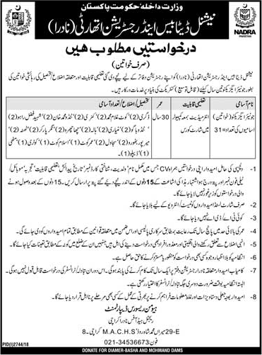 NADRA Jobs in Sindh December 2018 Female Junior Executives Latest