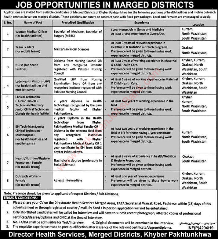 Health Department KPK Jobs October 2019 Medical Officers, Technicians, Nurses & Others Latest